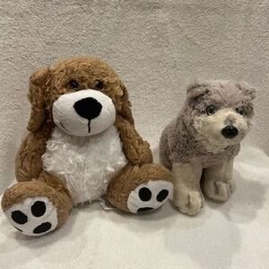 Plush Stuffed Dog Lot Brown White Puppy Dog Gray Wolf Animals Toy‎ FREE SHIPPING